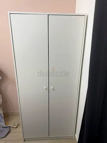 White 2-Door Wardrobe with Hanging Rail