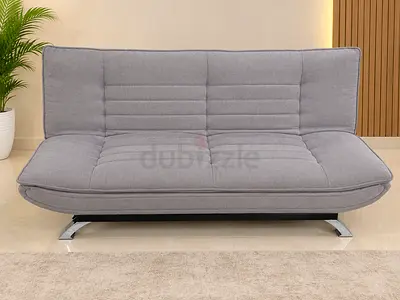Gray Convertible Sofa Bed - Modern 2-Seater in Good Condition