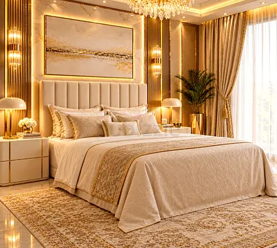New Elegant Beige King Bed with Headboard storage bed with mattress and king size bed