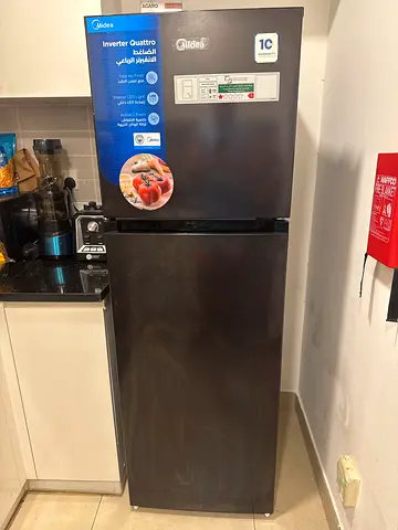 Midea 2-Door Refrigerator in Black - Excellent Condition