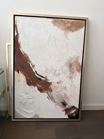 Abstract Textured Wall Art Painting with Neutral Tones (Framed)