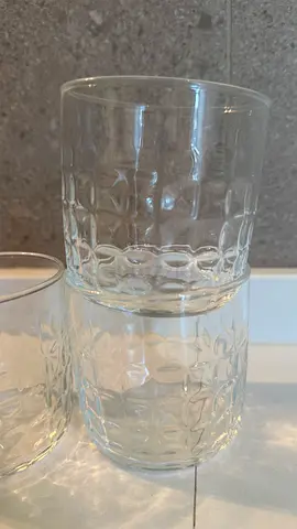 3 Clear Patterned Drinking Glasses