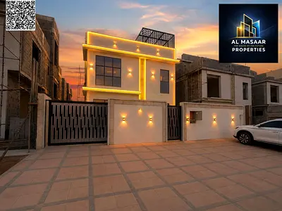 Villa for sale on Sheikh Mohammed Bin Zayed Road, located on a main street near the park. It features two floors and a rooftop terrace. Freehold owner