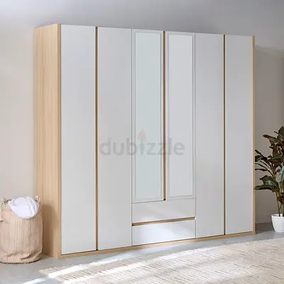New Artisan 6-Door Wardrobe with 2 Drawers and Mirror