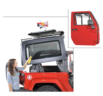Originals Power Hoist-a-Top & Door Hanger Combo for 07-18 Jeep Wrangler JK + Weatherproof Cab Cover