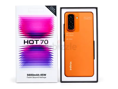 Infinix Hot 70 (Orange) - 5600mAh, 45W, Like New in Box