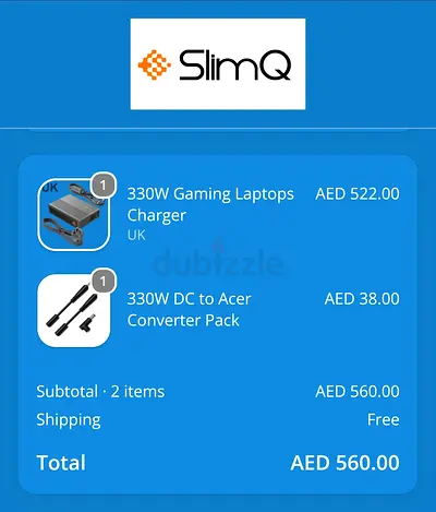 SlimQ 330W Gaming Laptop Charger and DC to Acer Converter Pack