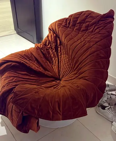 Orange Velvet Swivel Accent Chair with Quilted Cover