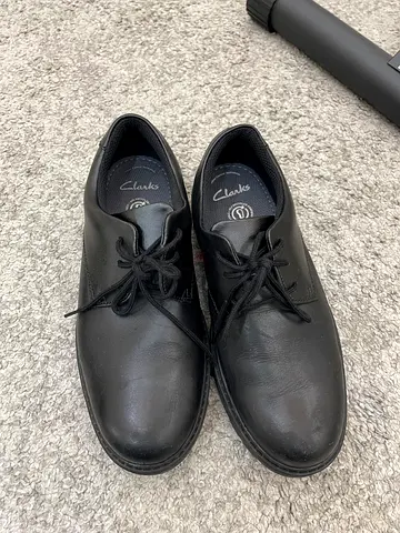 Pre-owned Unisex Original Black Clarks Leather Lace-Up Shoes
