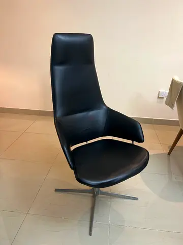 Modern Black Swivel Accent Chair with Metal Base