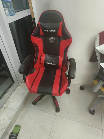 SKY-TOUCH Gaming Chair Red/Black with Head & Lumbar Pillows