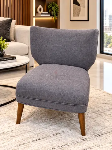 Pottery barn Grey Upholstered Accent Chair with Wooden Legs - Good Condition