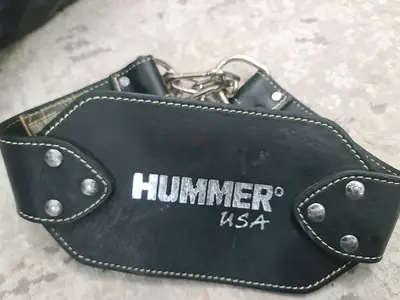 HUMMER USA Leather Weight Lifting Belt with Chain. Great condition