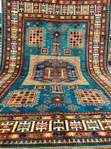Turquoise vinatge and tribal area beautiful handmade carpet , high quality , size 2.40 by 1.68