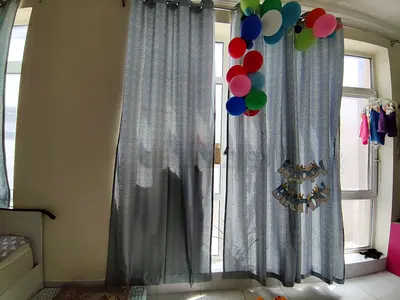 Grey patterned eyelet curtains - set of 4, good condition