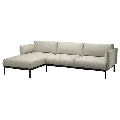 Light gray L-shaped modern sectional sofa with chaise (3-seater)