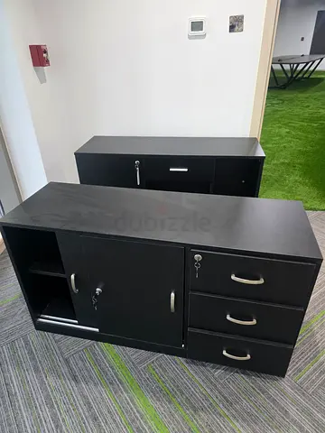 Black Office Pedestal Drawer Unit with Lockable Cabinet