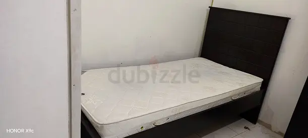 Single bed frame with mattress - dark wood, good condition
