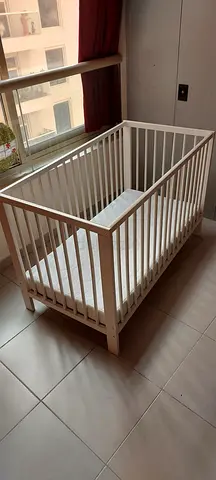 IKEA White Baby Cot with Mattress – Good Condition