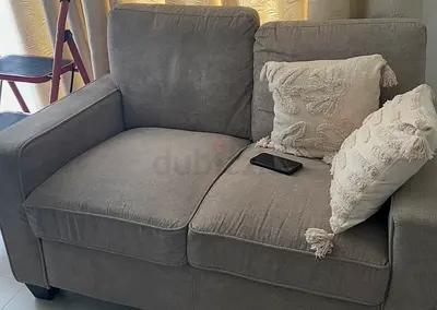 Comfortable 3+2 Seater Beige Fabric Sofa - Good Condition