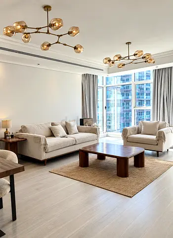 Premium Beige 3-Seater Sofa Set with Armchair & Tables | Solid Wood | Excellent Condition