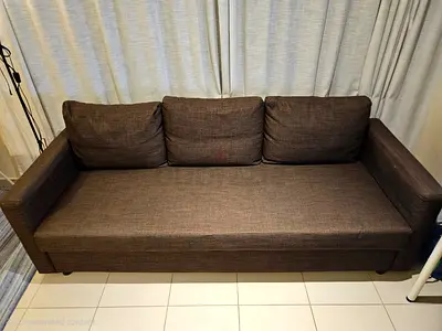 Ikea FRIHETEN 3-seater brown fabric sofa in good condition