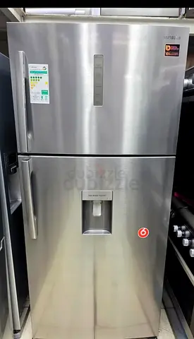Stainless Steel Double-Door Refrigerator with Water Dispenser