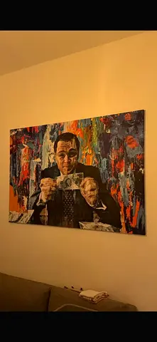 Framed Canvas Painting of Di Caprio (Wall Street's Wolf) — Modern Wall Art