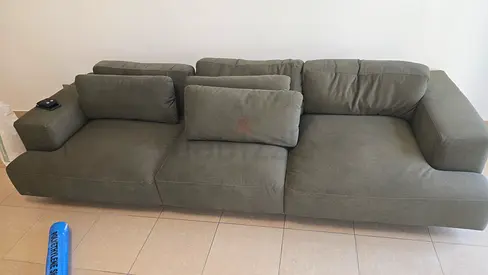 3-seater modern grey fabric sofa with removable cushions