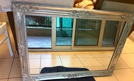 Large Ornate Silver Framed Wall Mirror - Classic Design