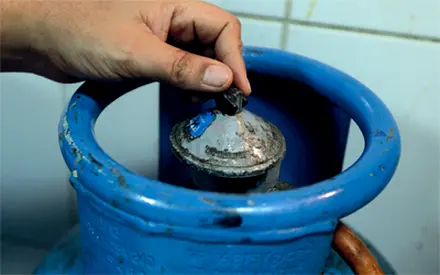 Used Blue LPG Gas Cylinder (with valve) - Good for Home Use