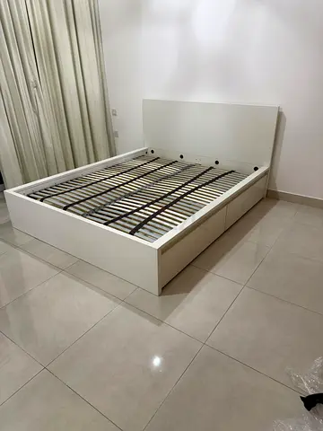 IKEA Malm king size storage bed frame with IKEA mattress