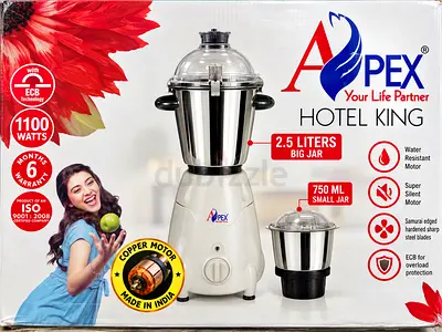 Apex Hotel King 1100W Mixer Grinder – 2.5L + 750ml Jars