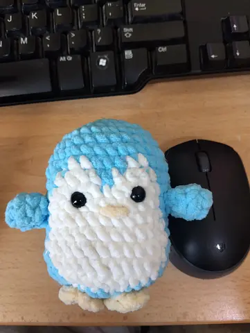 Handmade small blue & white crochet plush toy (soft stuffed)