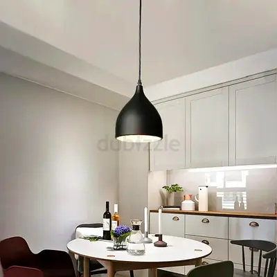 White modern pendant light for dining - single hanging lamp