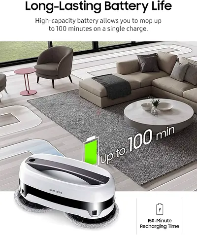 SAMSUNG Jetbot Mop, Cordless Robot Floor Cleaner, Wet Cleaning w/Dual Spinning Pads