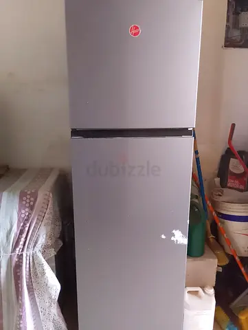 Hoover 2-Door Refrigerator - Top Freezer, Grey, Good Working Condition