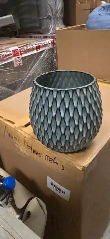 Ceramic vase, textured blue-grey - Bloomr