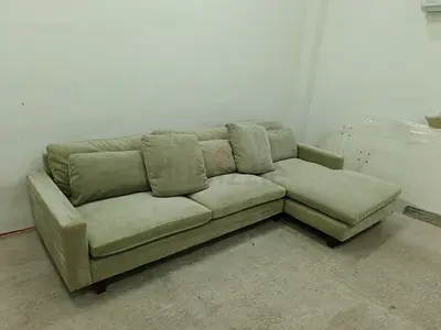 West elm velvet gray lshape sofa