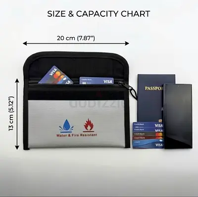 Travel Document & Passport Pouch — Water & Fire Resistant, RFID-safe