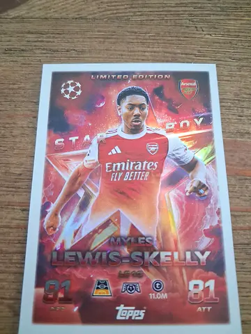 Arsenal Limited Edition Lewis-Kelly Football Trading Card (Topps) - Mint