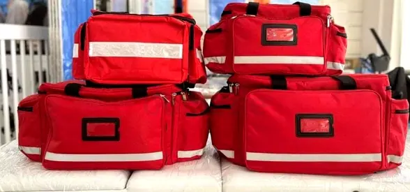 Set of 4 Red Medical Emergency Bags with Reflective Strips First respond bag 
Size -55*45*30cm
