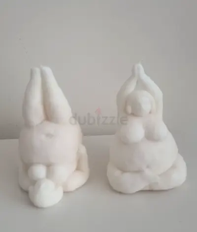Pair of  White Candle Female Figure Sculptures