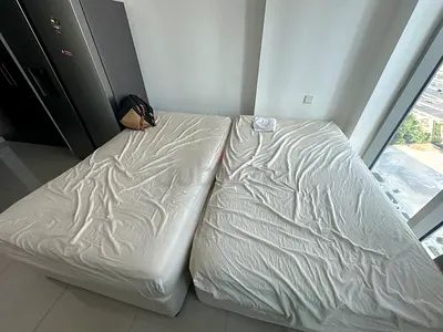 Two single beds with mattresses — good condition