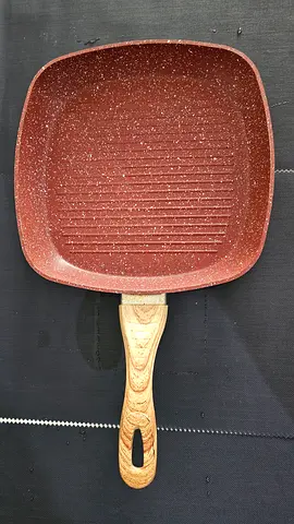 Square Non-Stick granite Grill Pan with Wooden-Style Handle