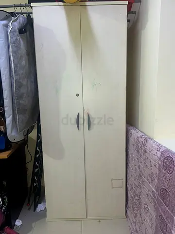 Used 2-door white wardrobe - good storage, MDF make