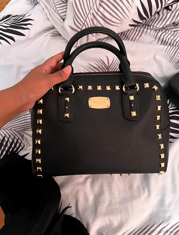 Michael kors black studded medium satchel