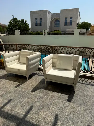 x2 Italian TALENTI "Pad" Designer Outdoor Armchairs Cream/White