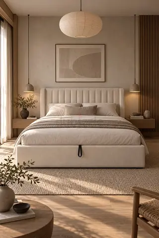 Upholstered Queen Bed with Headboard and Storage