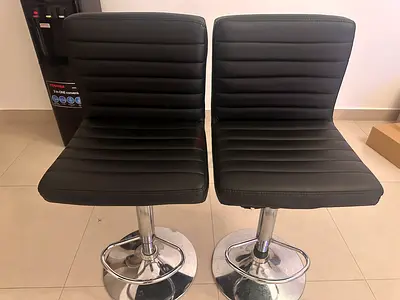 Black leather high chairs